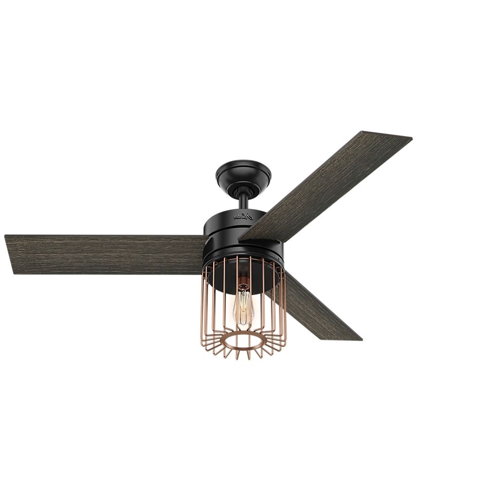 Well Liked Hunter 52" Ronan Matte Black Ceiling Fan With Light With Handheld Within Energy Star Outdoor Ceiling Fans With Light (View 15 of 20)