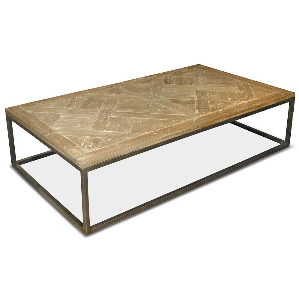 2018 Reclaimed Pine & Iron Coffee Tables Inside Stevenson Rustic Lodge White Wash Reclaimed Pine Metal Coffee Table (Photo 1 of 20)