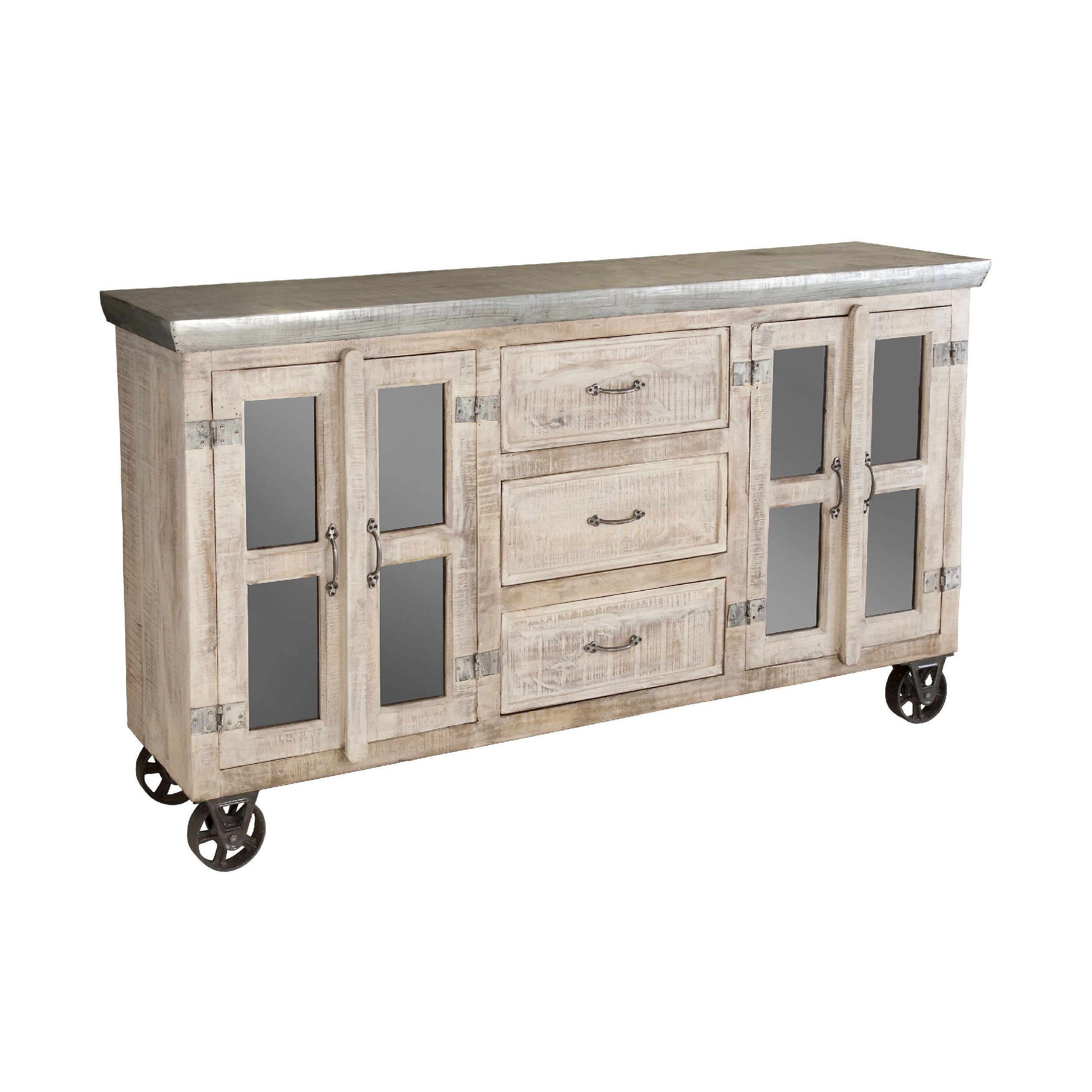 Featured Photo of 20 Inspirations White Wash 4-door Galvanized Sideboards