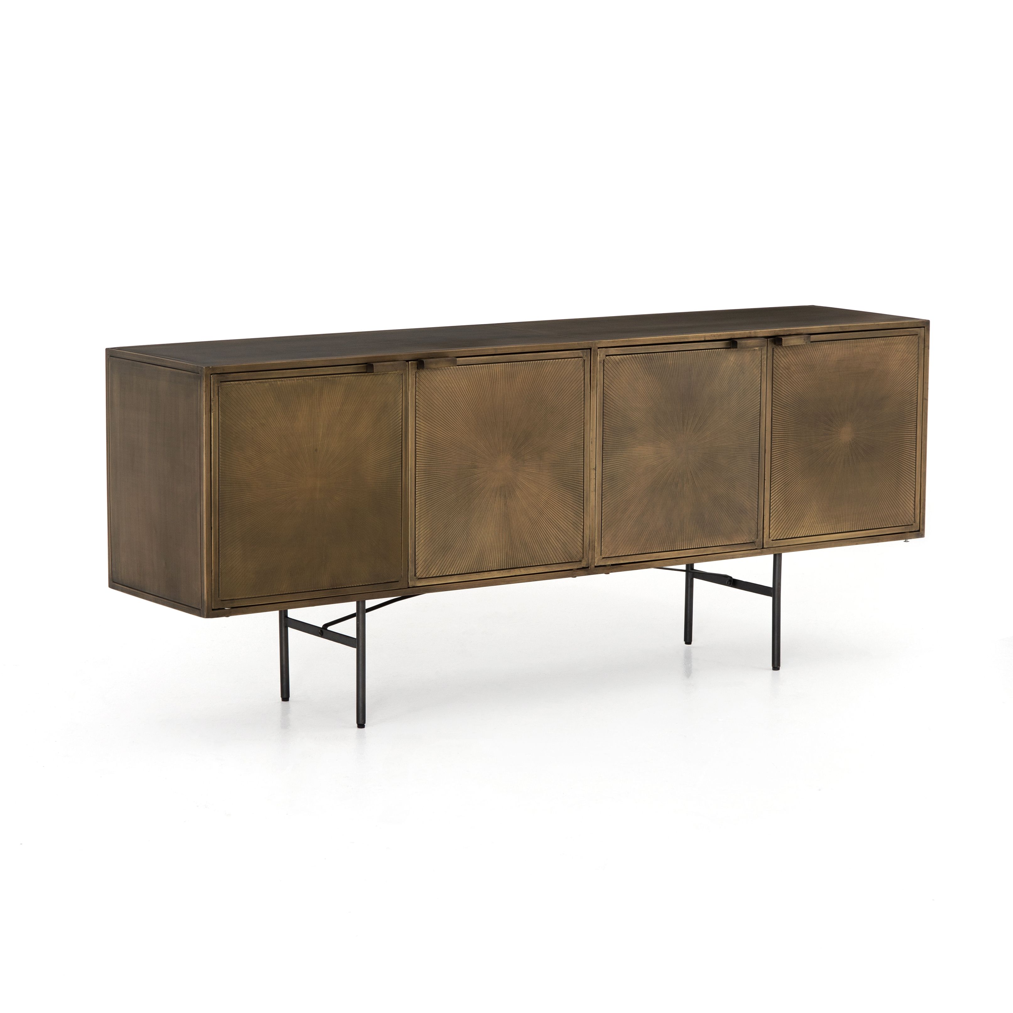 72" Wide Isotta Sideboard Iron Aged Brass Gunmetal Handcrafted 4 Inside Trendy Aged Brass Sideboards (View 12 of 20)
