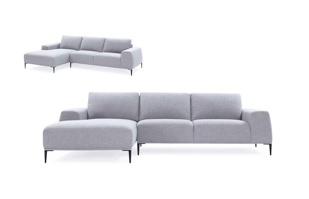 Best And Newest Divani Casa Arthur Modern Grey Fabric Sectional Sofa W/ Right Facing Regarding Norfolk Grey 3 Piece Sectionals With Laf Chaise (View 20 of 20)