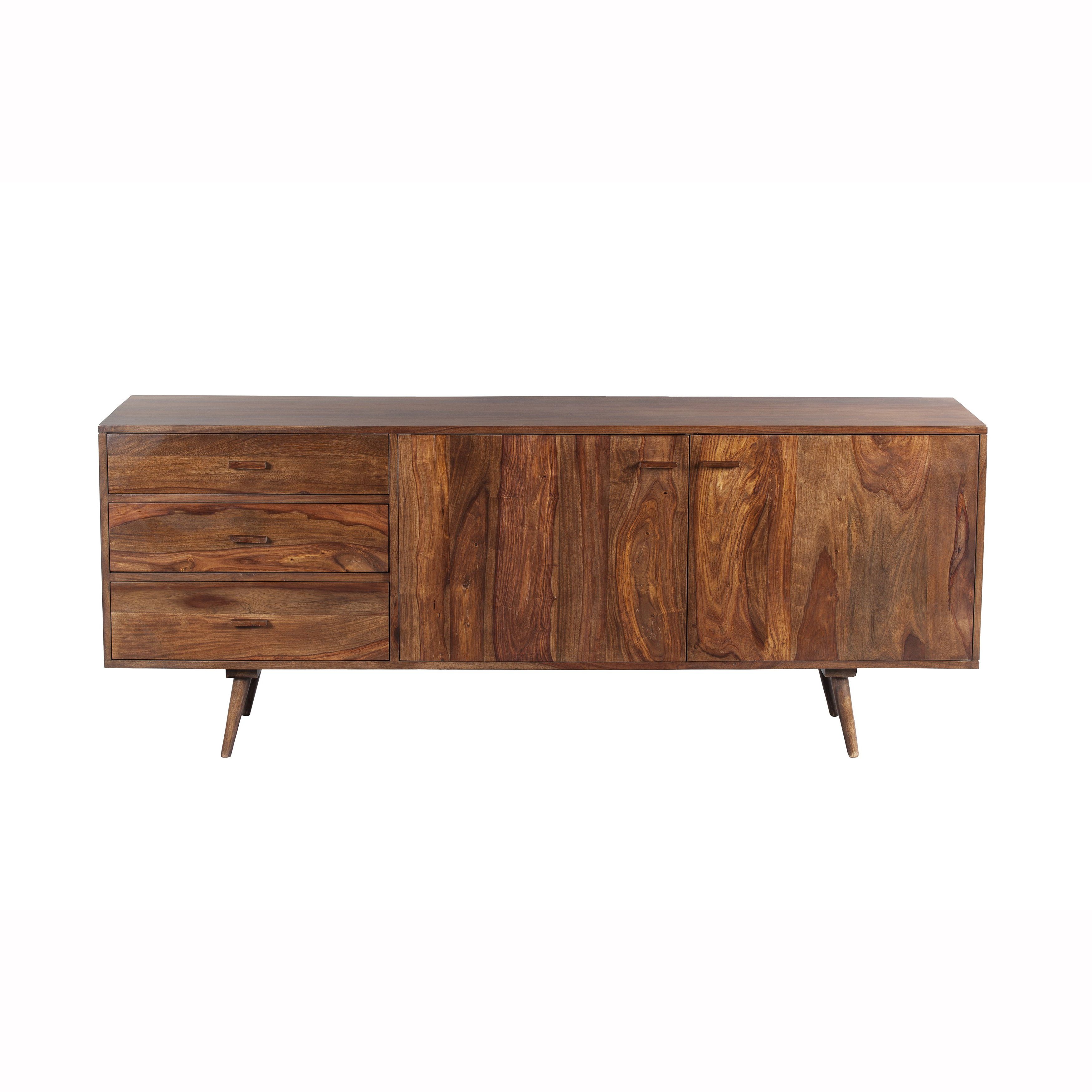 Best And Newest Mandara 3 Drawer 2 Door Sideboards With Regard To Mandara Handcrafted Solid Sheesham Wood Mid Century Console – 70x18x (View 8 of 20)
