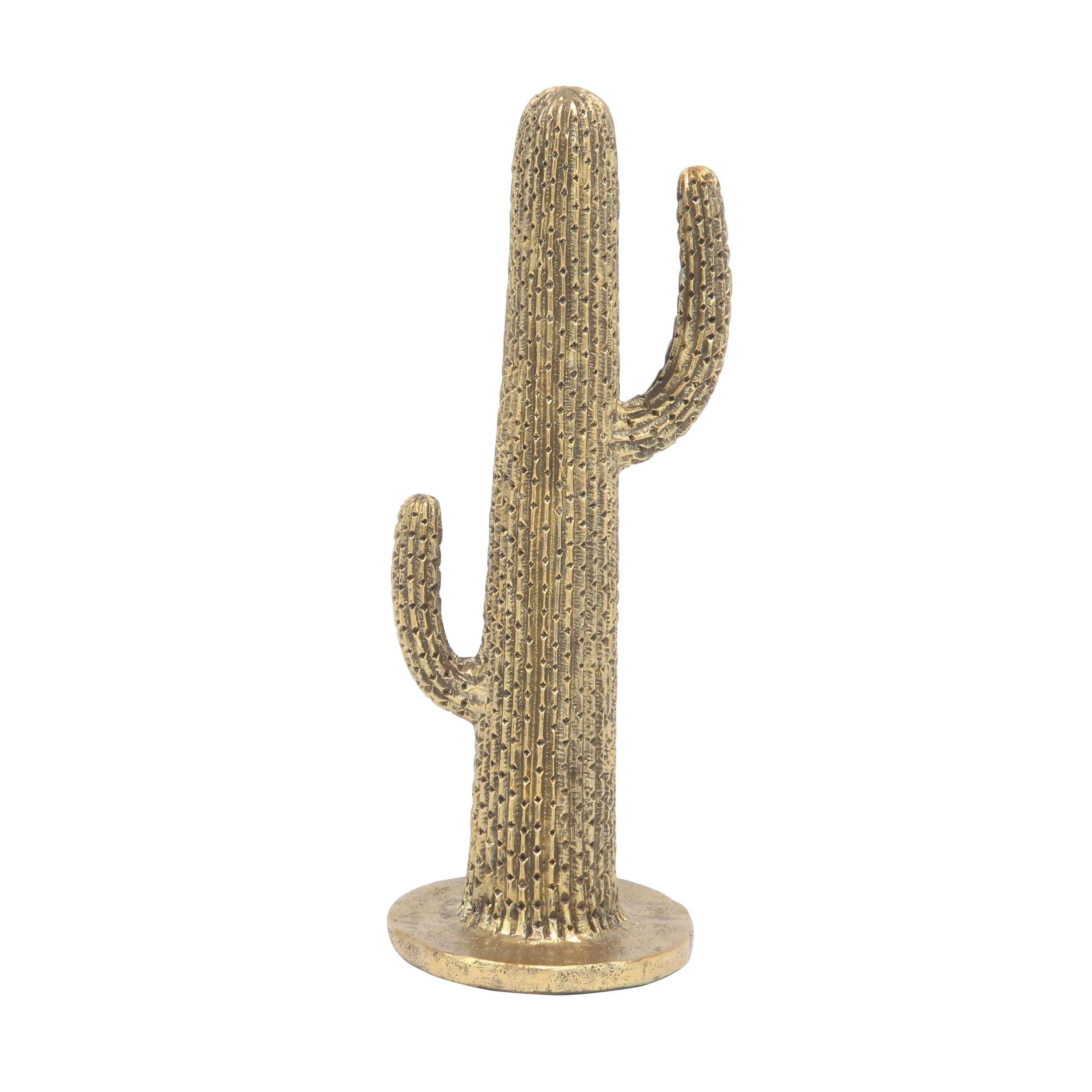 Cacti Brass Coffee Tables Within Most Current Shop Set Of 2 Natural Polystone Gold Cactus Decor – Free Shipping (View 18 of 20)