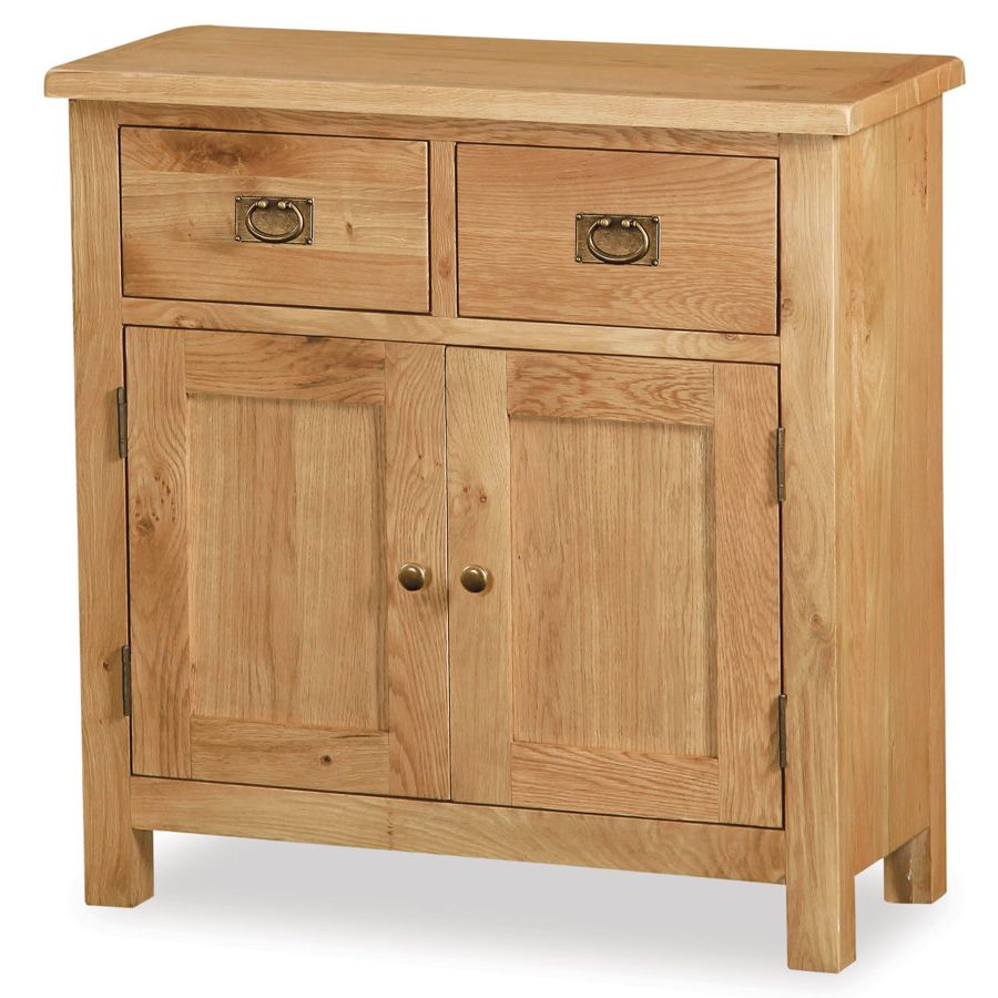 Current Belmont Rustic Small Oak Sideboard With 2 Drawers & Doors (View 17 of 20)