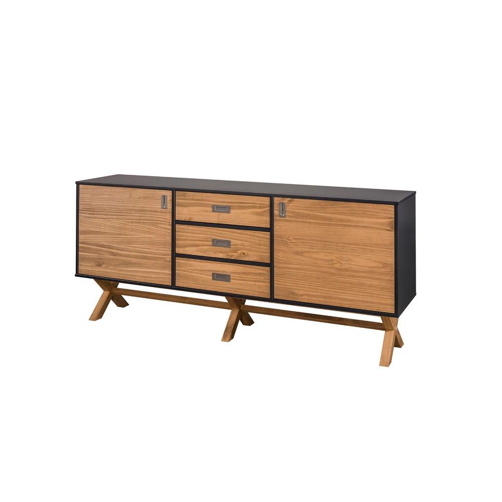 Current Natural Mango Wood Finish Sideboards Throughout Manhattan Comfort Barclay 66.92 In (View 12 of 20)