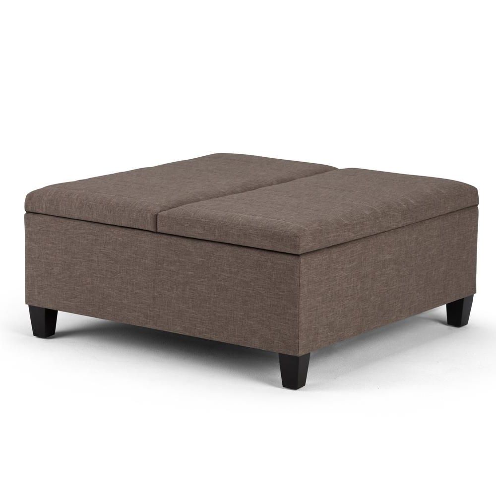 Ellis Fawn Brown Linen Look Fabric Storage Ottoman (View 10 of 20)