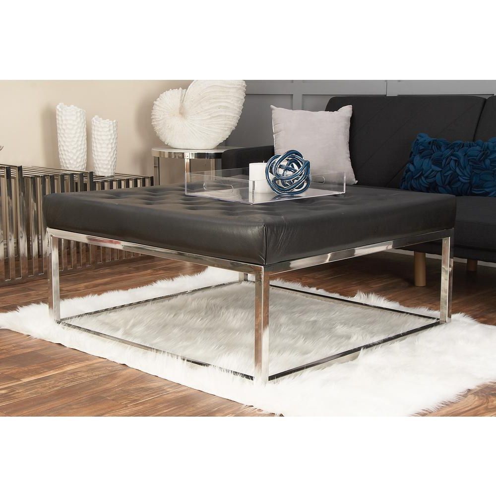 Famous Litton Lane Modern Black And Silver Button Tufted Coffee Table 59654 Regarding Button Tufted Coffee Tables (View 1 of 20)