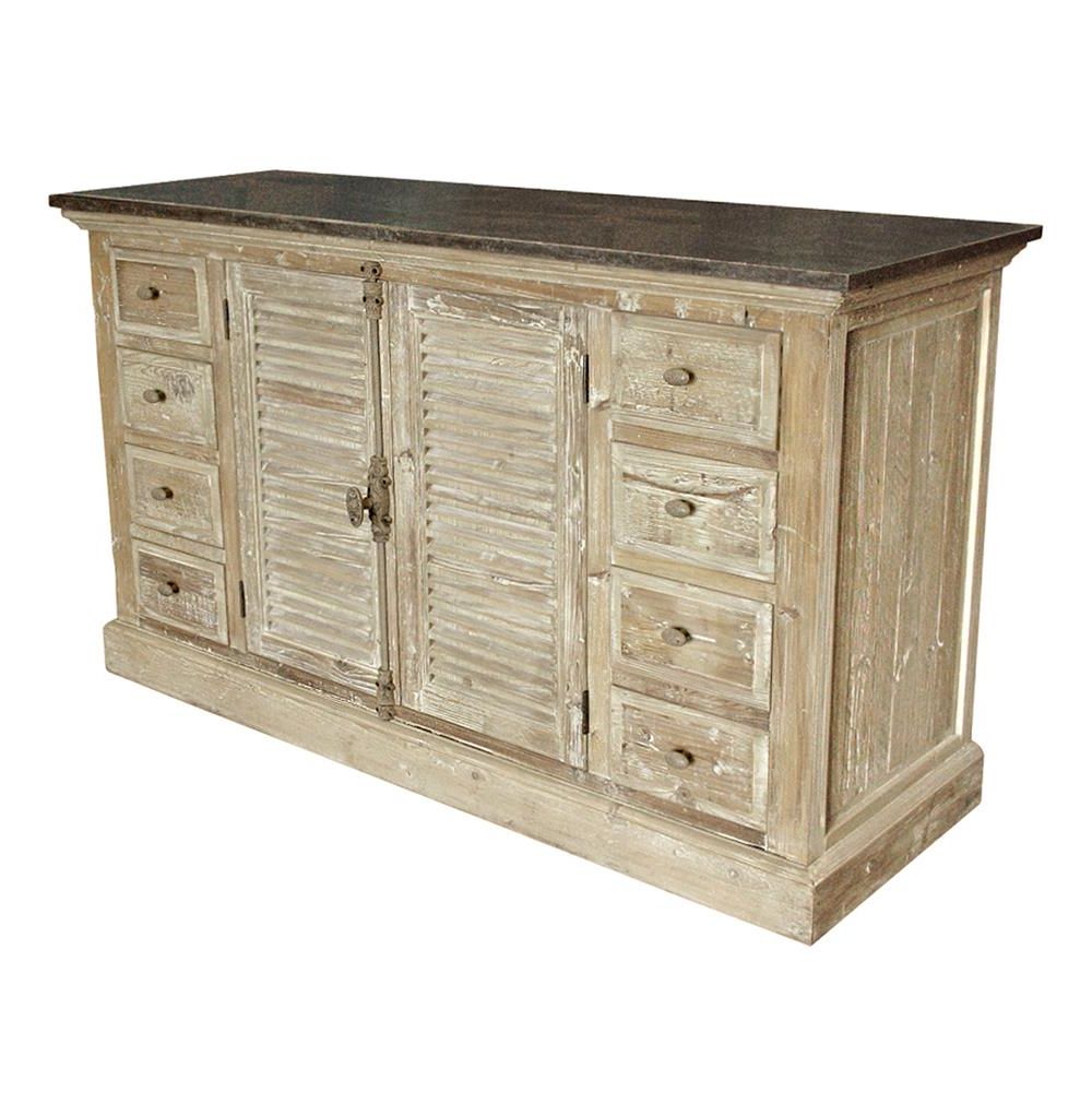 Fashionable French Provincial Louvered Doors White Wash Sideboard (View 5 of 20)