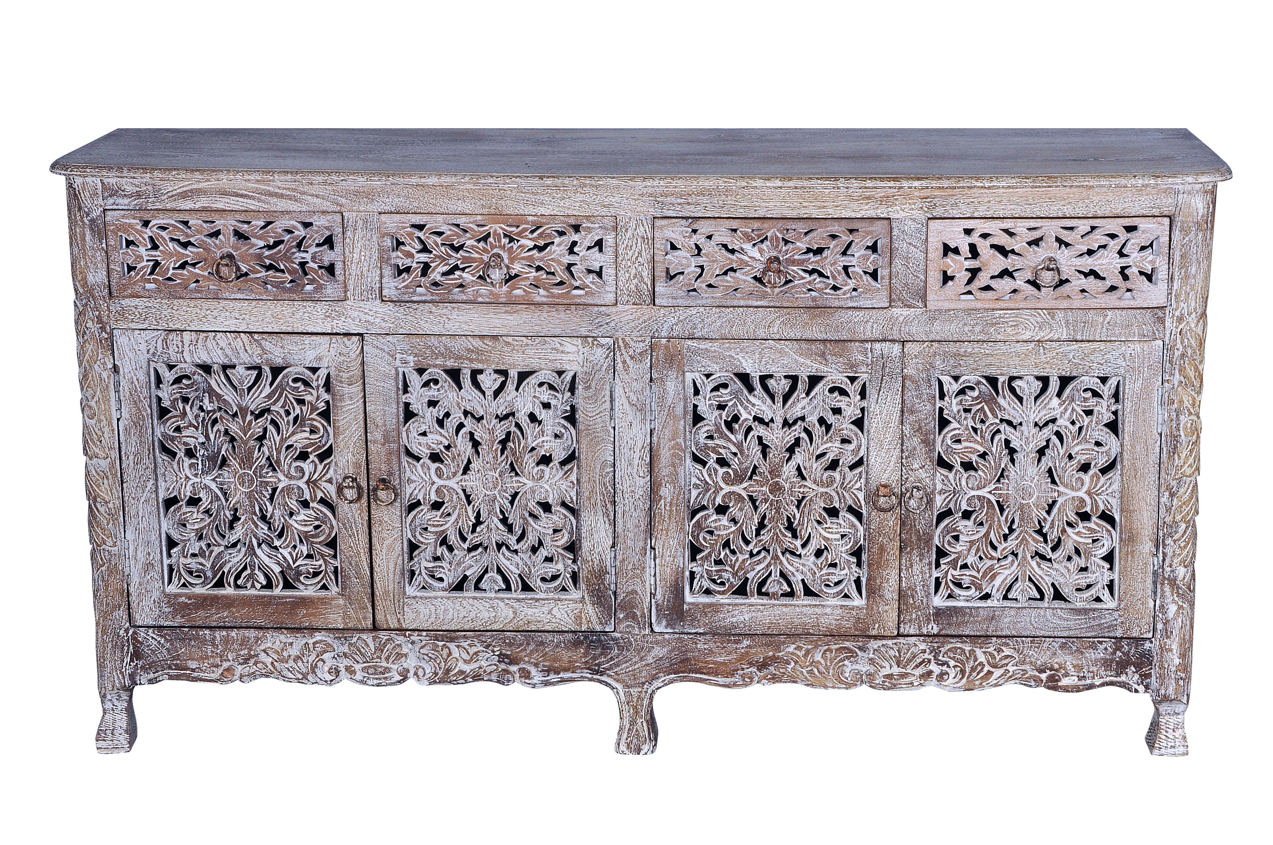 Latest Bungalow Rose Aveliss Carved 4 Door Hand Carved Sideboard (Photo 1 of 20)