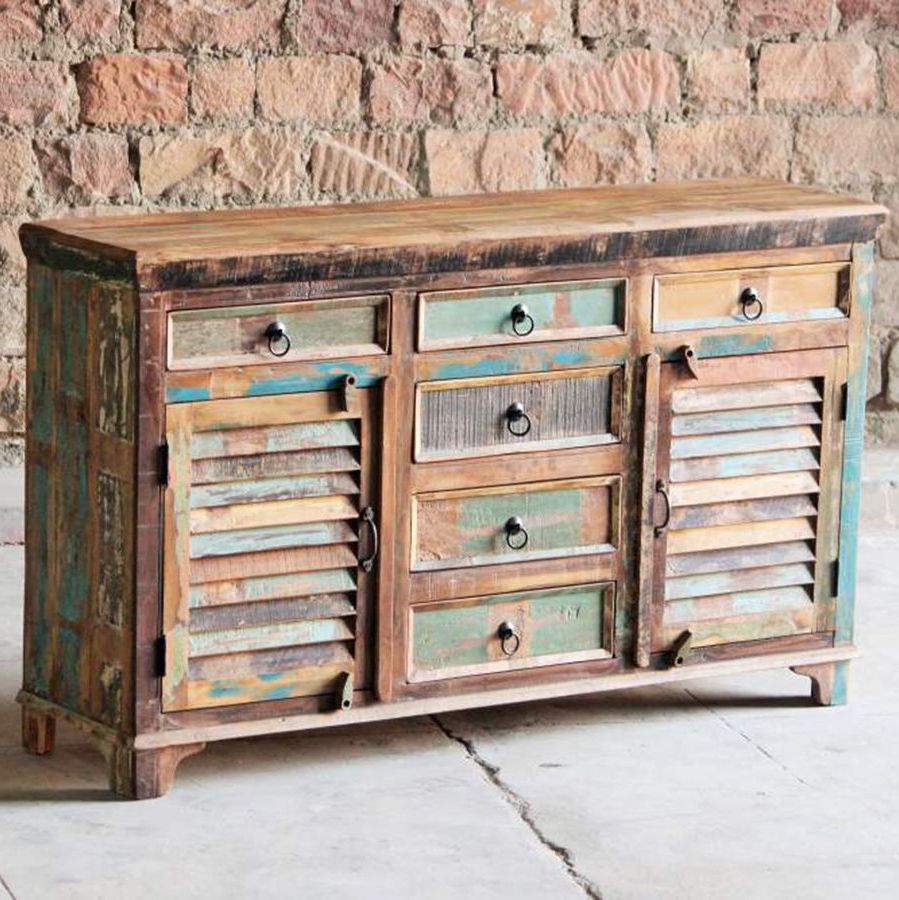 Little Tree Mary Rose Upcycled 6 Door Sideboard For Trendy Corrugated Natural 6 Door Sideboards (Photo 1 of 20)