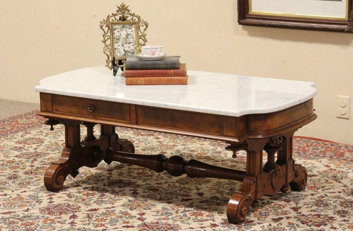 Most Popular Smart Large Round Marble Top Coffee Tables Regarding Coffee Table: Incredible Modern Marble Top Coffee Table Marble (View 1 of 20)
