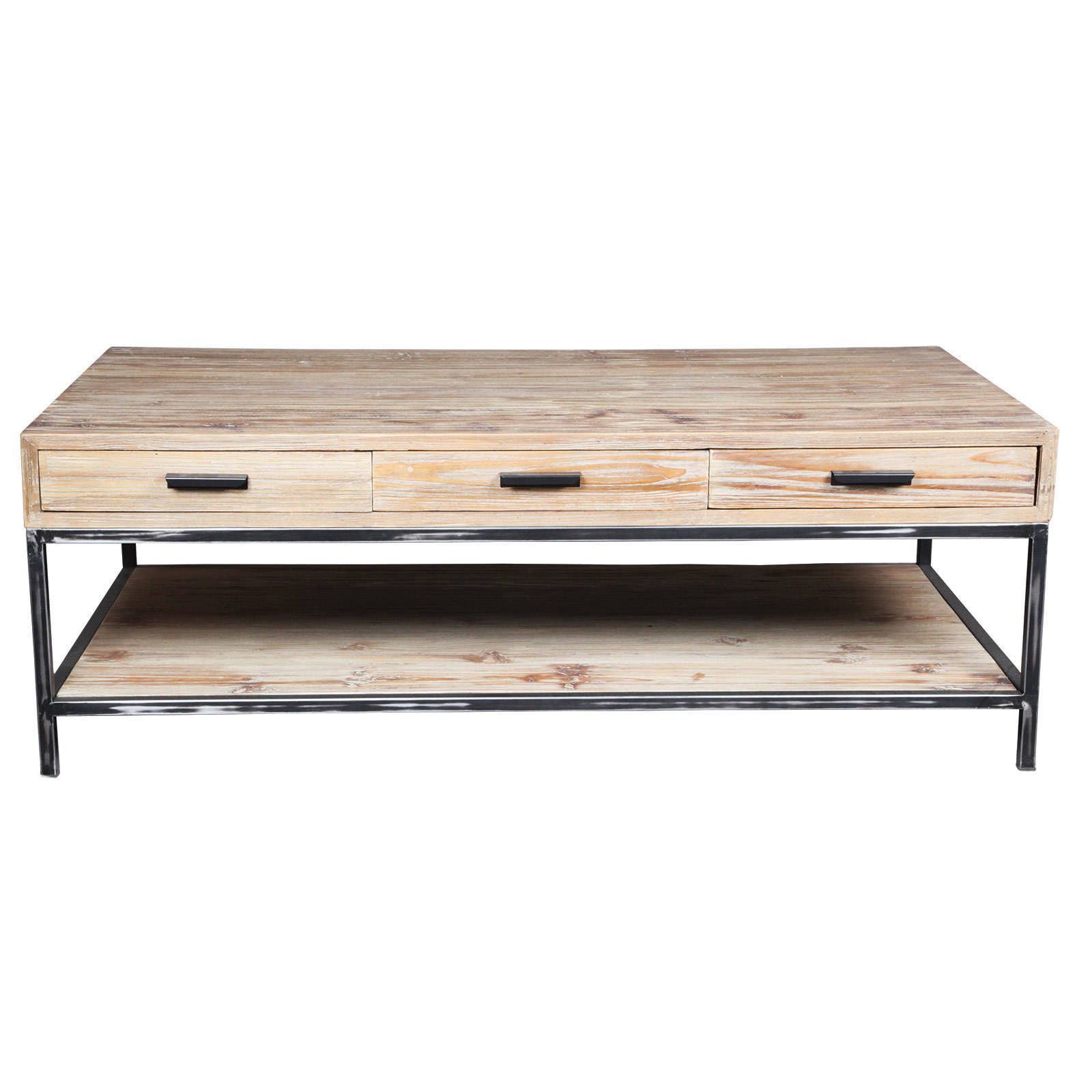 Most Recent Reclaimed Pine & Iron Coffee Tables With Regard To Shop Reclaimed Pine Wood And Iron Coffee Table – Free Shipping Today (View 4 of 20)