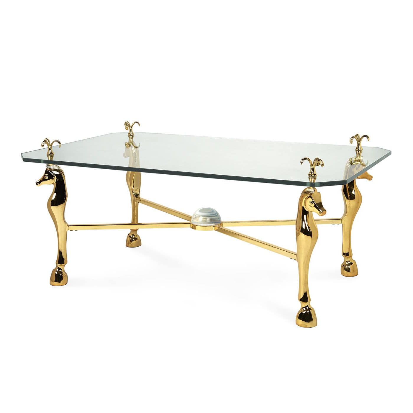 Most Up To Date French Style Coffee Table / Tempered Glass / Polished Brass In Acrylic Glass And Brass Coffee Tables (View 11 of 20)