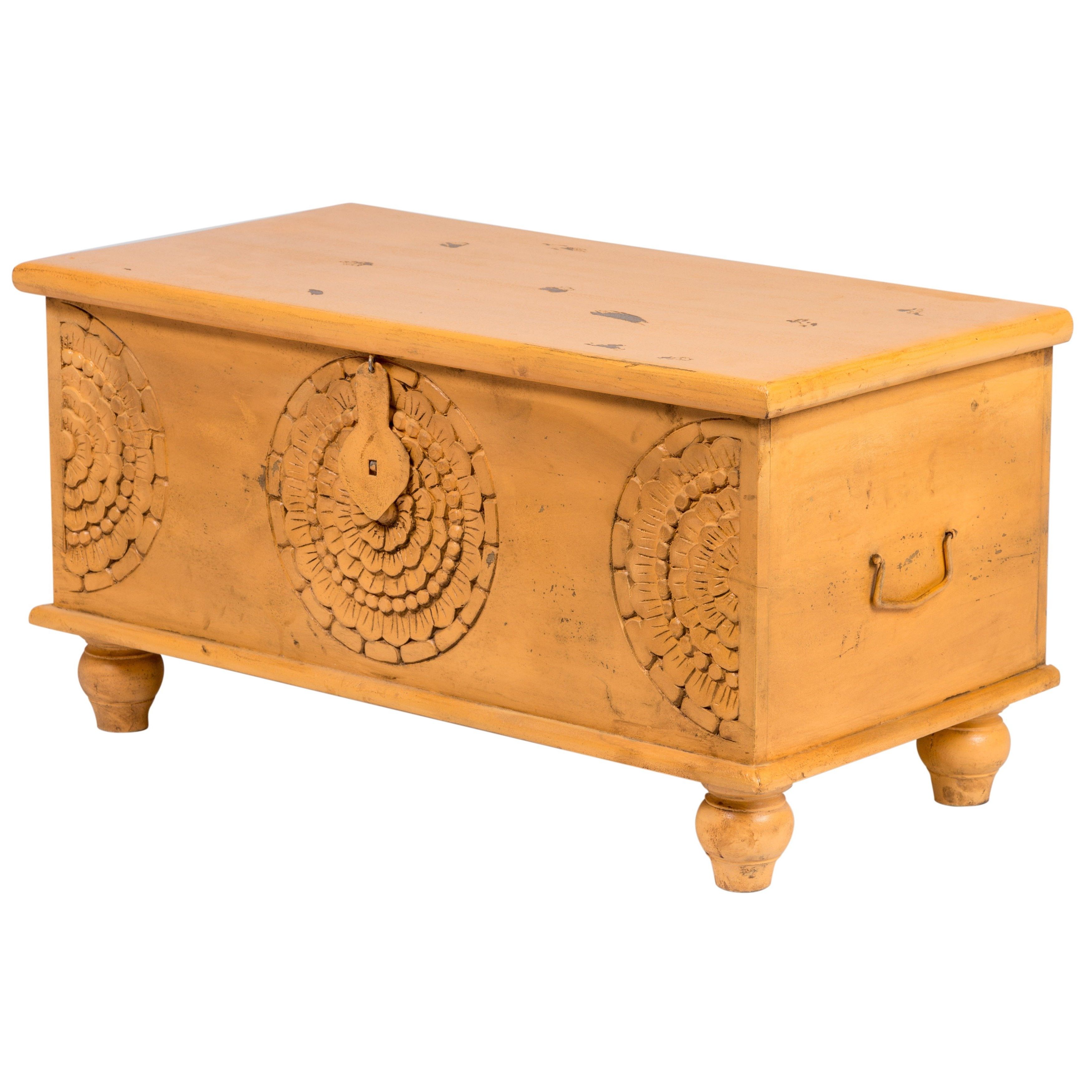 Natural 2 Drawer Shutter Coffee Tables Inside Most Current Shop Handmade Wanderloot Leela Yellow Medallion Coffee Table Trunk (View 19 of 20)