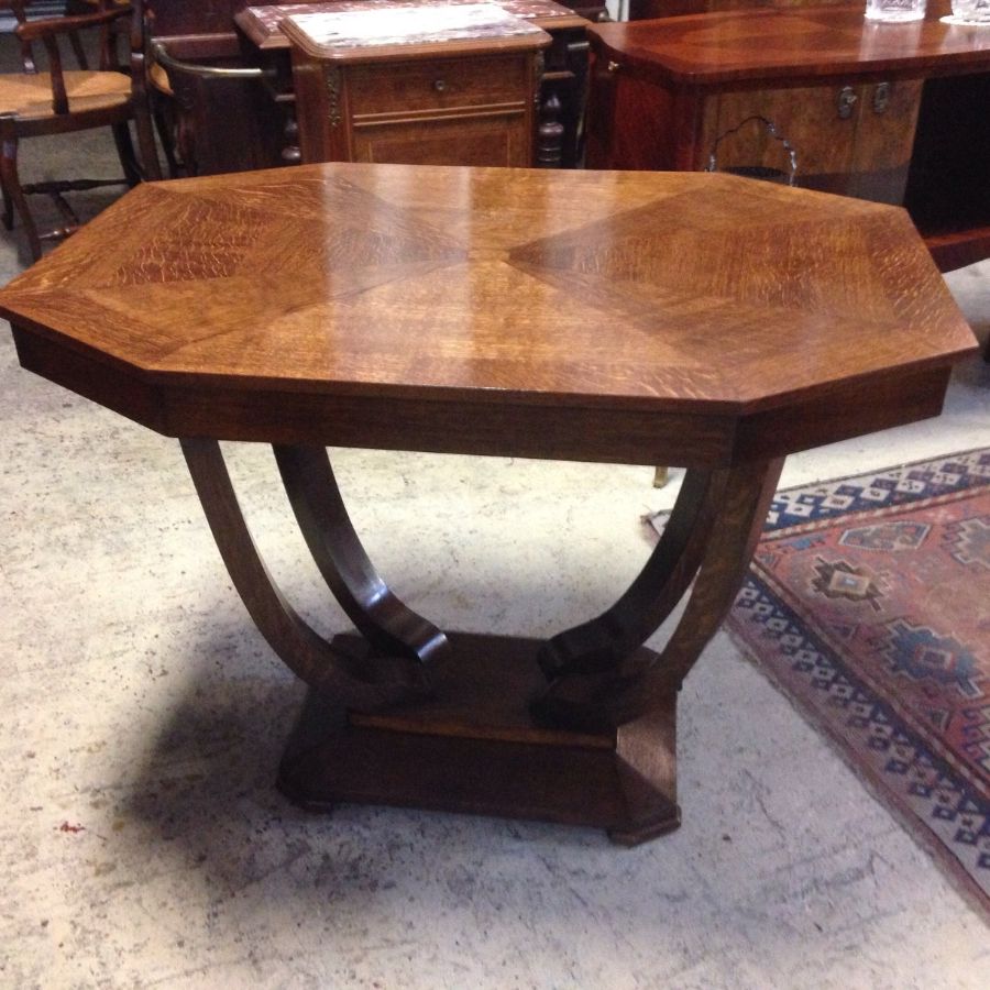 Recent Antiqued Art Deco Coffee Tables In French Art Deco Oak Centre Table – French Antiques Melbourne (View 3 of 20)