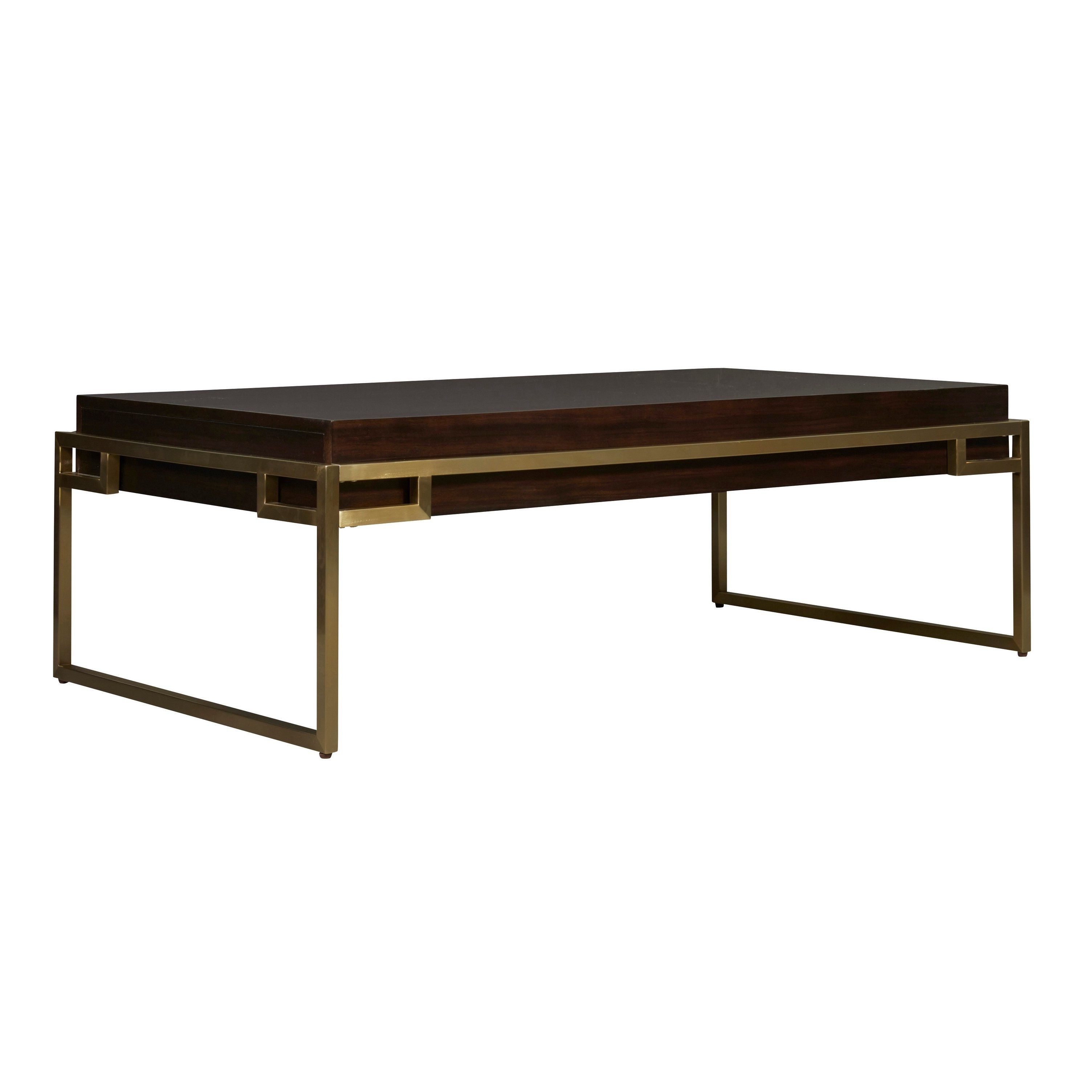 Rectangular Coffee Tables With Brass Legs Inside 2019 Shop Modern Brushed Brass And Mahogany Rectangle Hayworth Cocktail (View 19 of 20)