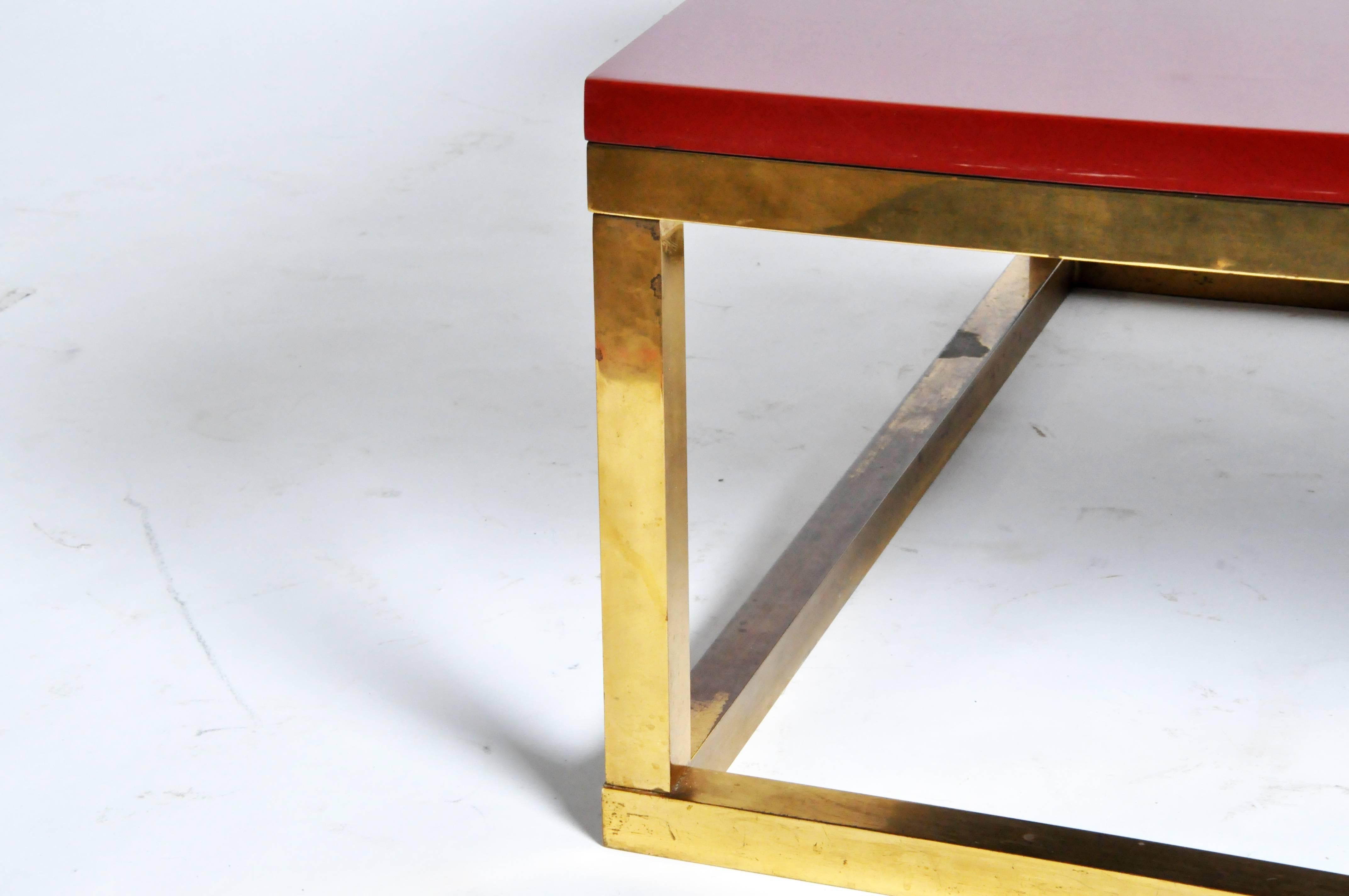 Red Lacquer And Brass Cube Low Tables In The Style Of Kai Intended For Most Popular Brass Iron Cube Tables (View 16 of 20)