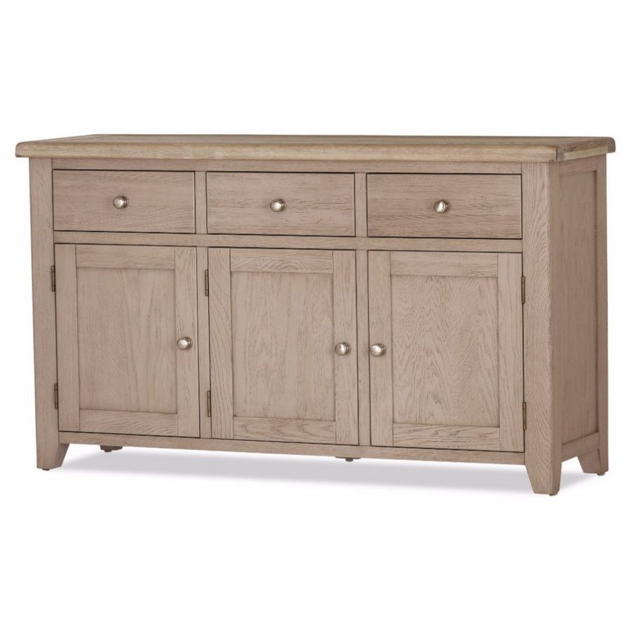 Scotia Grey And Whitewash 3 Door 3 Drawer Sideboard Regarding Latest White Wash 3 Door 3 Drawer Sideboards (Photo 1 of 20)