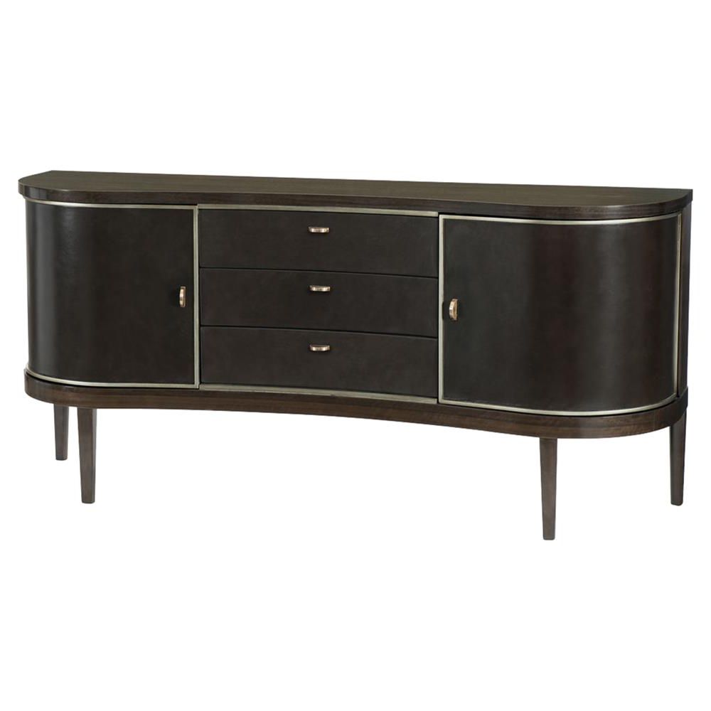 Trendy Goode Modern Classic Dark Wood Bronze Curved Leather Wrapped Sideboard Pertaining To Brown Wood 72 Inch Sideboards (View 7 of 20)