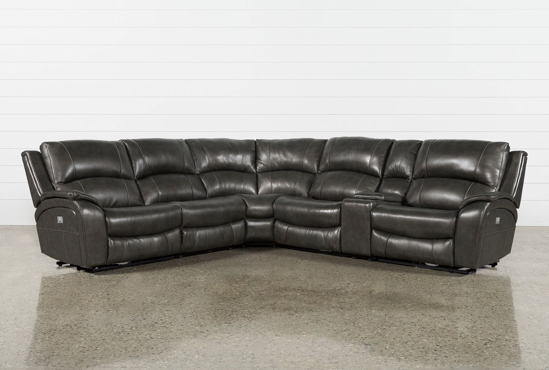 Well Known Tatum Dark Grey 2 Piece Sectionals With Laf Chaise Intended For Grey Leather Reclining Sectional – Tidex (View 10 of 20)