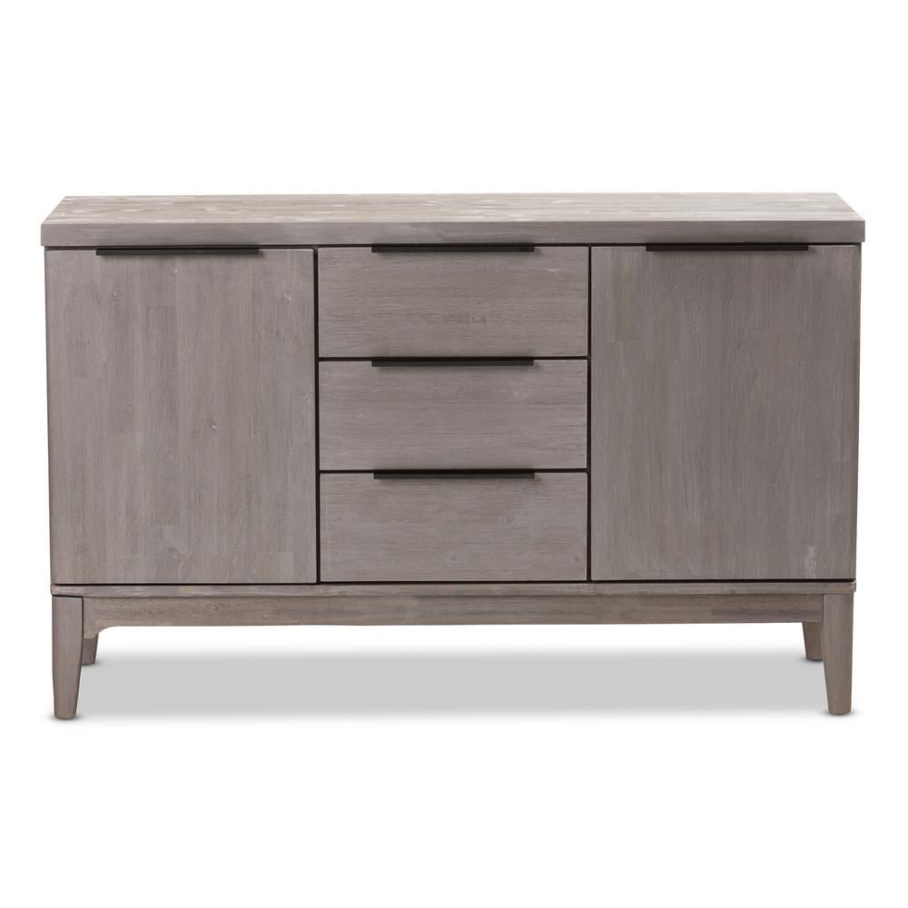 Well Liked Baxton Studio Nash Platinum Grey Sideboard 28862 7643 Hd – The Home Within Antique White Distressed 3 Drawer/2 Door Sideboards (View 5 of 20)