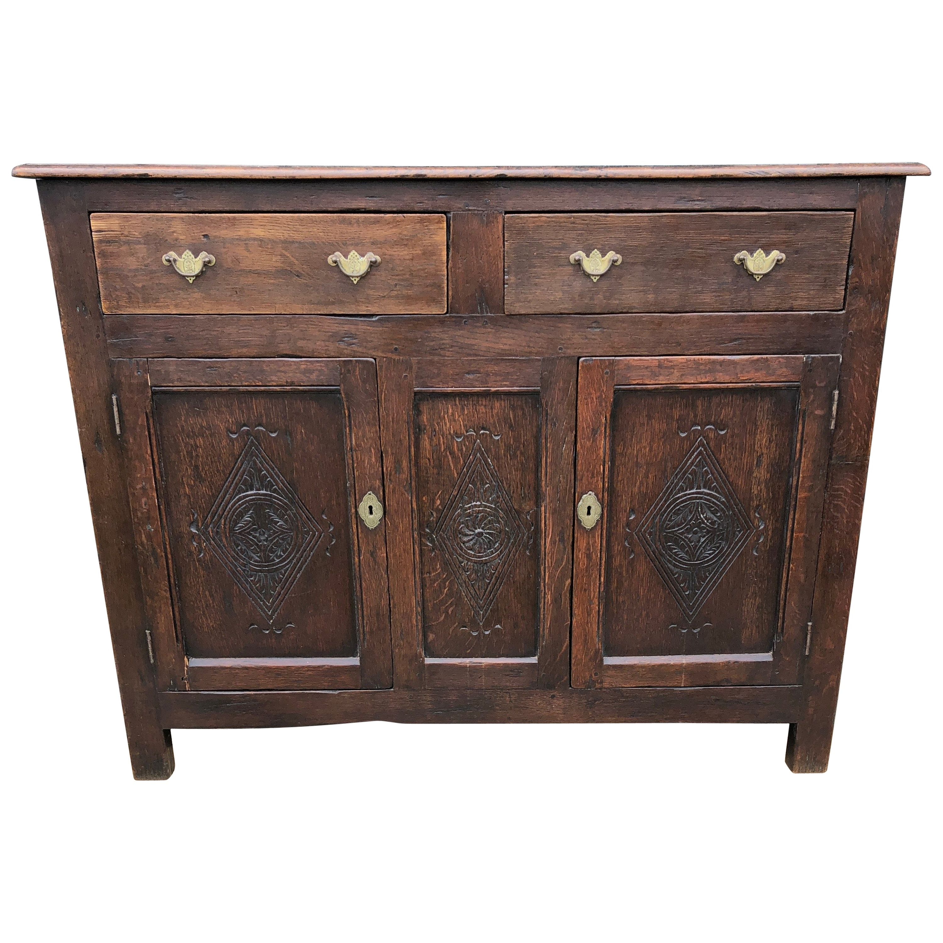 Widely Used Dark Smoked Oak With White Marble Top Sideboards Regarding Charming Primitive French Dark Oak Cabinet Sideboard Buffet For Sale (View 19 of 20)