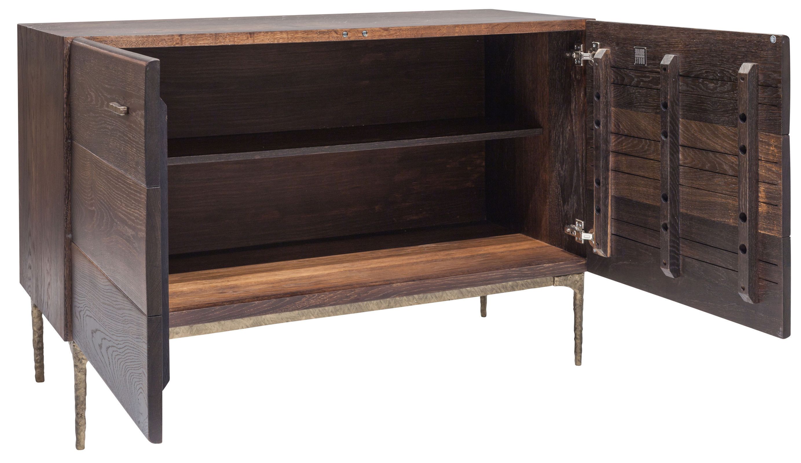 Widely Used Kulu Sideboard Buffet In Seared Oak And Gilded Bronze Cast Iron Legs Inside Iron Sideboards (View 15 of 20)