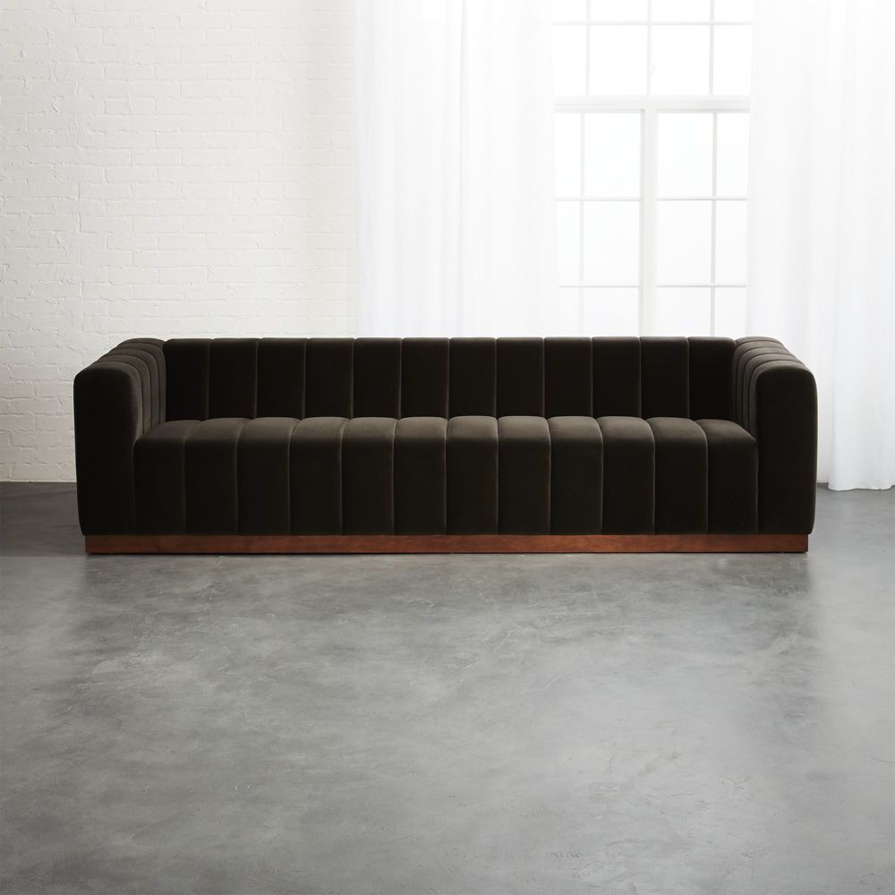 Cb2 – October Catalog 2018 – Forte Channeled Charcoal Velvet Sofa Intended For Most Recently Released Caressa Leather Dark Grey Sofa Chairs (View 17 of 20)