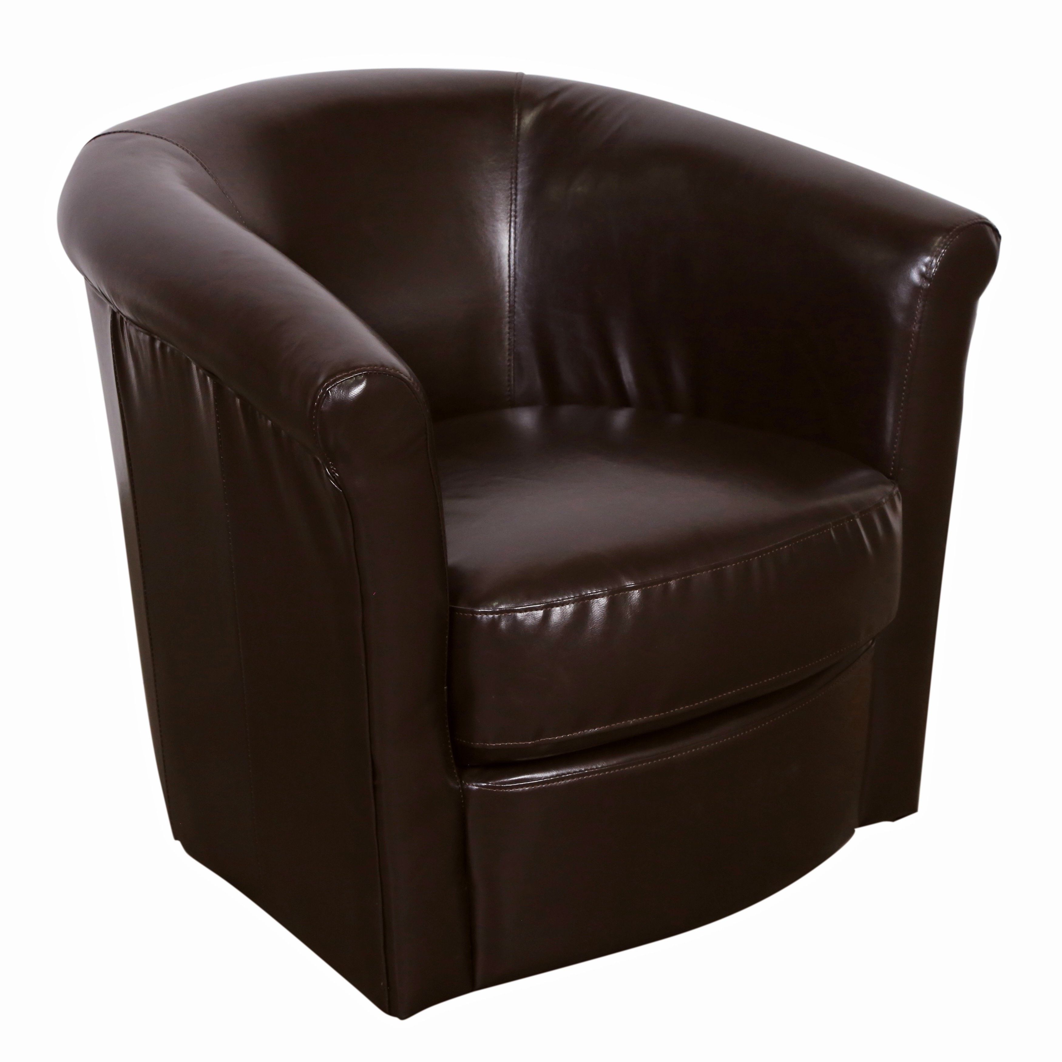Espresso Leather Swivel Chairs With Most Popular Shop Porter Marvel Espresso Brown Swivel Barrel Accent Chair – Free (View 15 of 20)