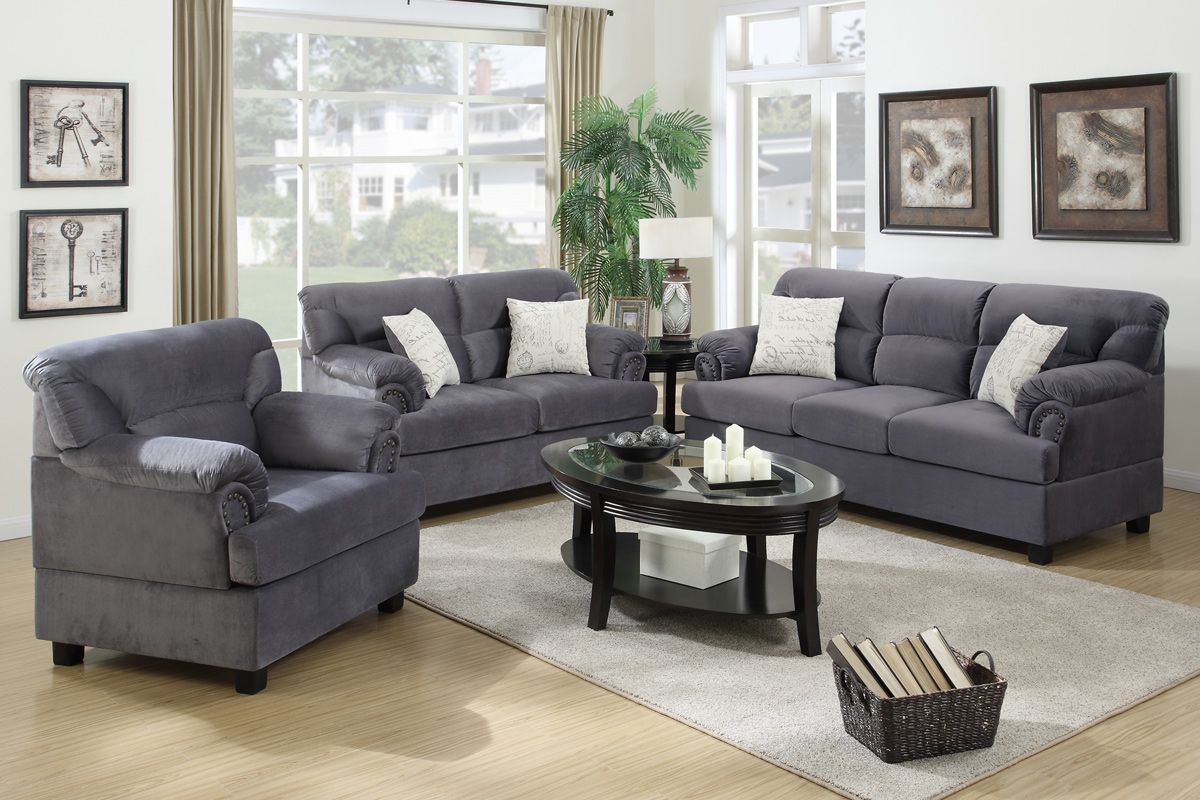 Famous Sofa And Chair Set Pertaining To Grey Wood Sofa Loveseat And Chair Set – Steal A Sofa Furniture (View 9 of 20)