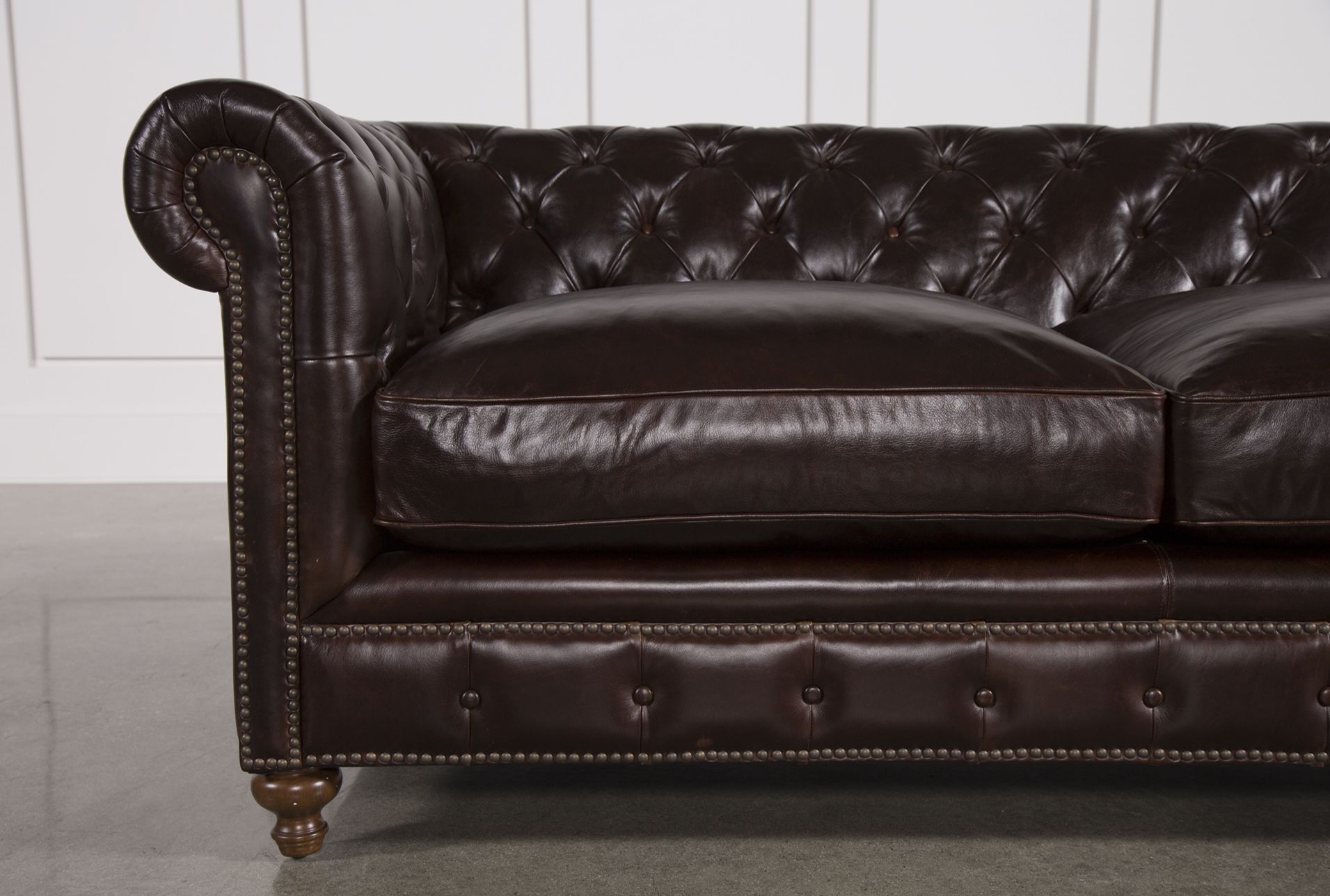 Mansfield 86 Inch Cocoa Leather Sofa In  (View 1 of 20)