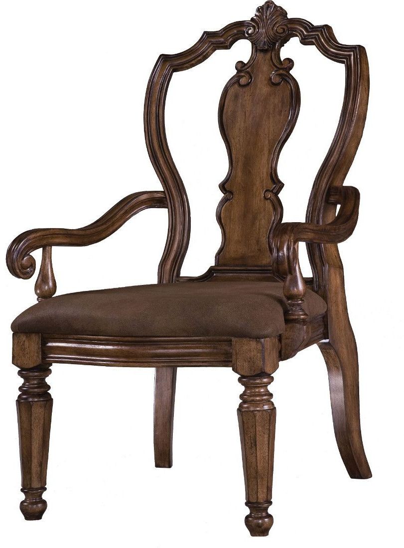 Matteo Arm Sofa Chairs Throughout 2018 Pulaski Furniture San Mateo Carved Back Arm Chair In Rich Pecan (View 13 of 20)