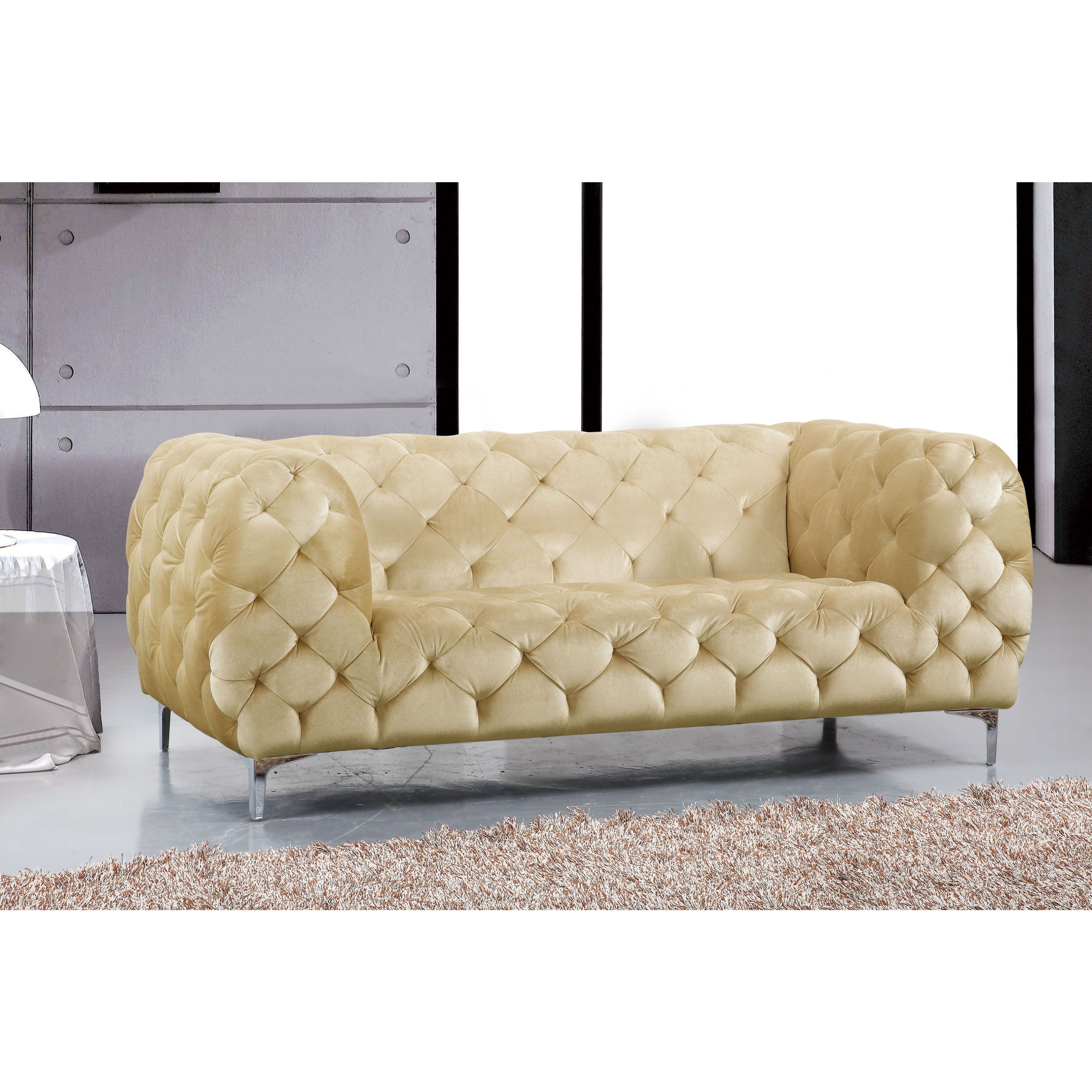 Mercer Foam Oversized Sofa Chairs Pertaining To 2018 Shop Meridian Mercer Beige Velvet 4 Piece Furniture Set – Free (View 8 of 20)
