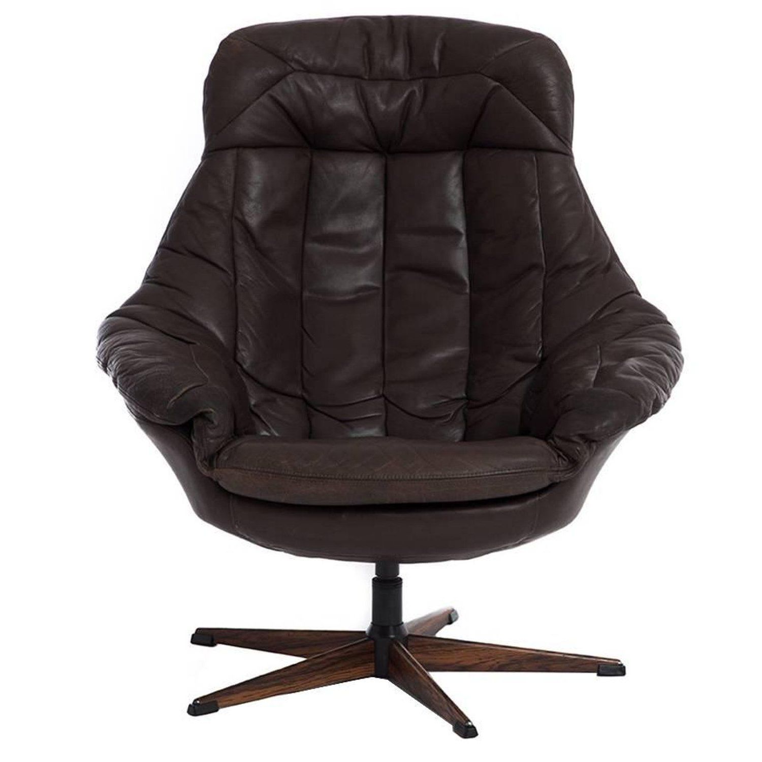 Most Current Espresso Leather Swivel Chairs Pertaining To Danish Modern Swivel Glove Chair In Espresso Leatherh. W (View 16 of 20)