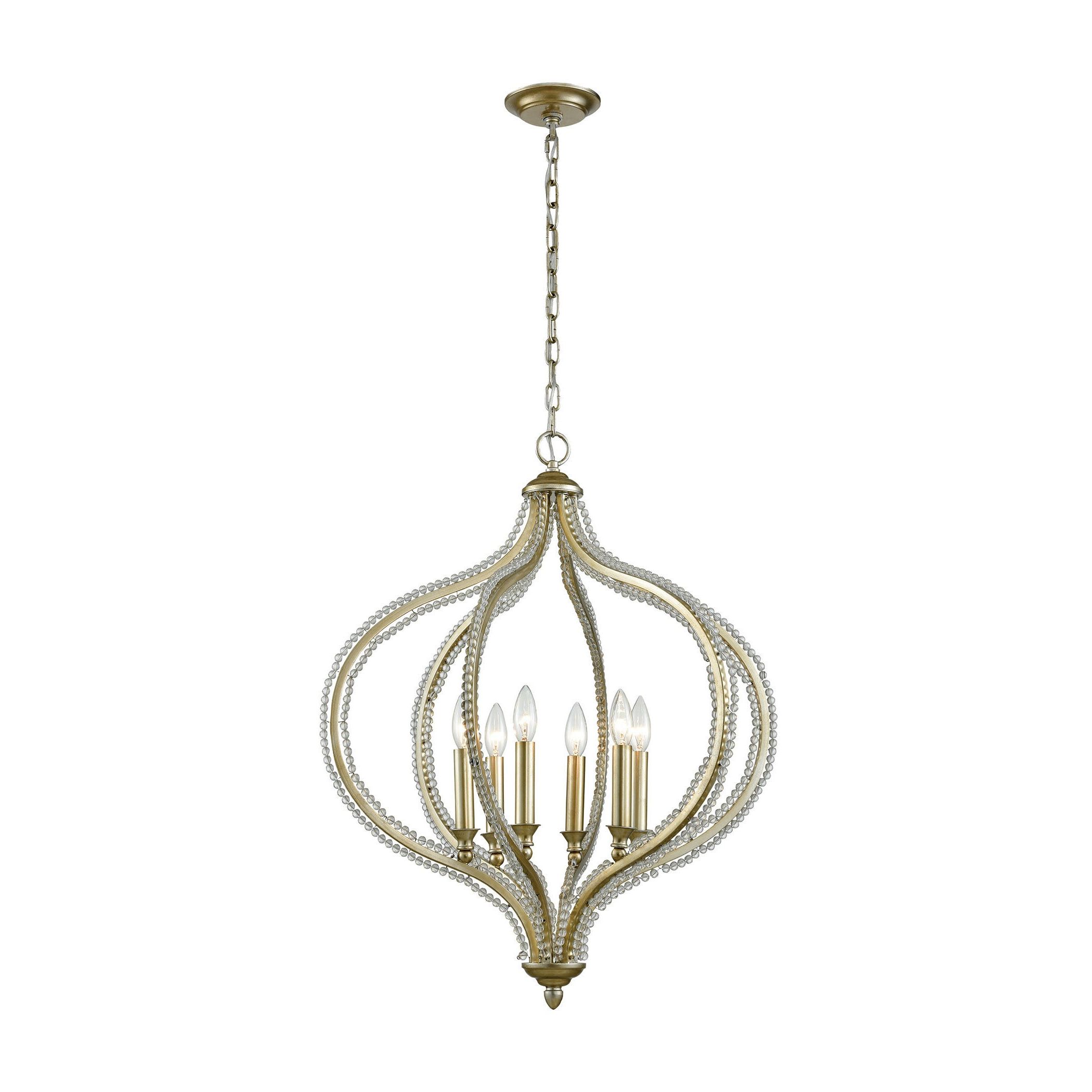 Bennington 6 Light Candle Style Chandeliers Intended For Recent Bennington 6 Light Pendant, Aged Silver (View 12 of 20)