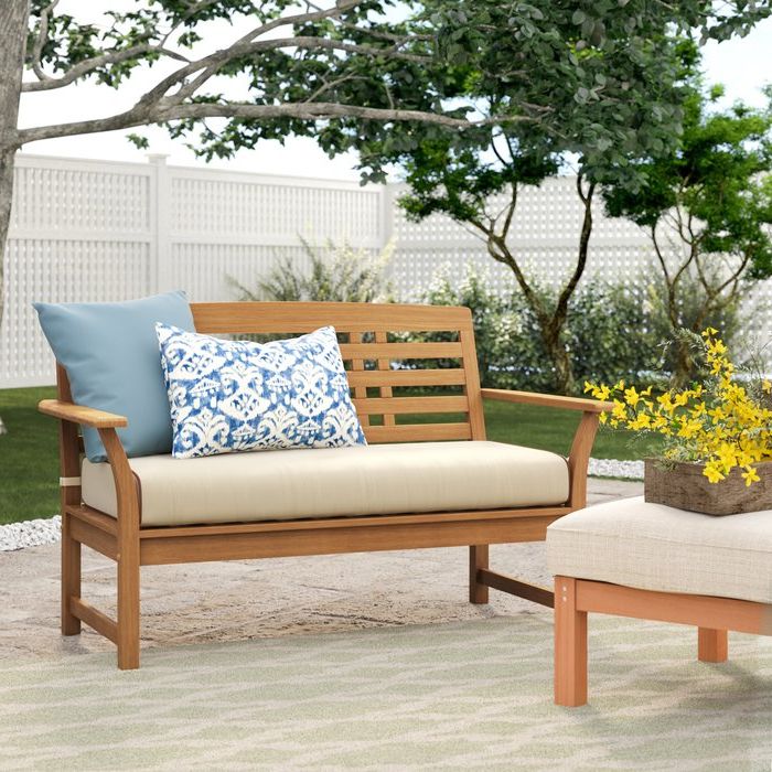 Calila Teak Loveseat With Cushion Throughout Famous Calila Teak Loveseats With Cushion (View 1 of 20)
