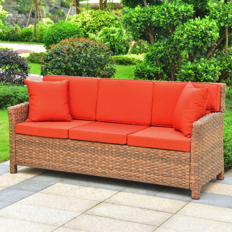 Deanna Resin Wicker Patio Sofa With Cushions With Widely Used Stapleton Wicker Resin Patio Sofas With Cushions (View 7 of 20)
