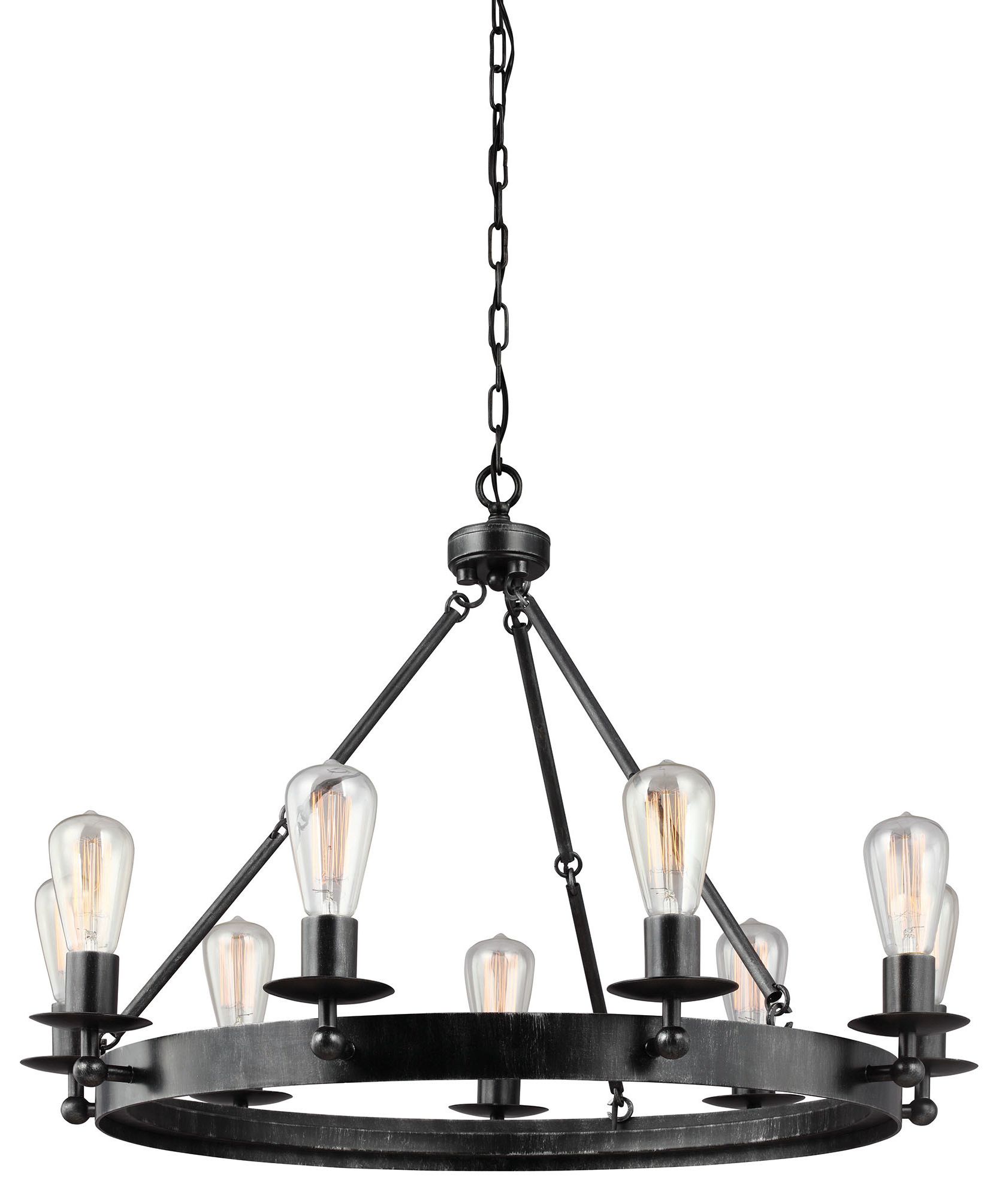Hines 9 Light Wagon Wheel Chandelier With Regard To Well Known Shayla 12 Light Wagon Wheel Chandeliers (View 17 of 20)