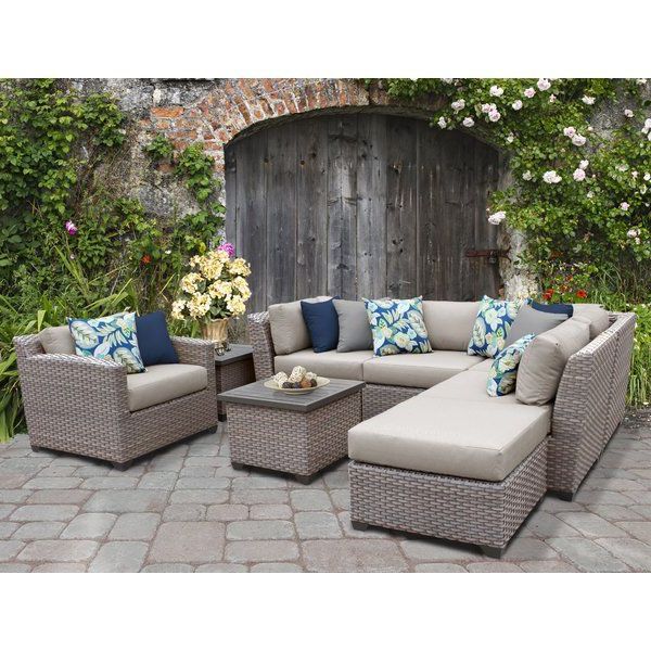 Meeks Patio Sofas With Cushions Intended For Recent Meeks 8 Piece Rattan Sectional Seating Group With Cushions (View 7 of 20)