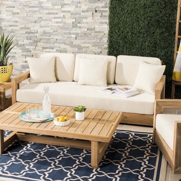 Featured Photo of 20 The Best Montford Teak Patio Sofas with Cushions