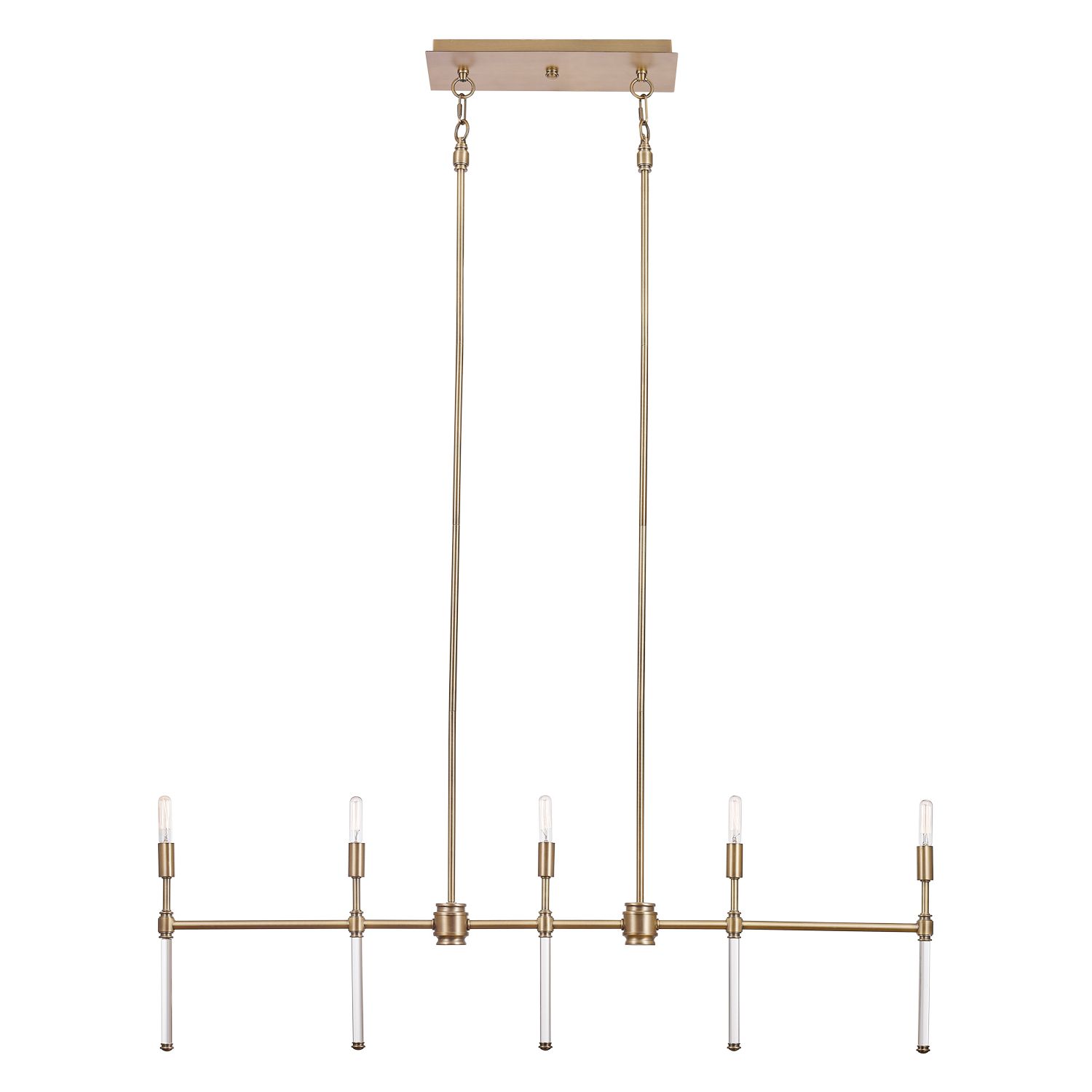 Most Recently Released Globe Electric Delaney 5 Light Brass Chandelier With Crystal Detail,60489 With Novogratz Vintage 5 Light Kitchen Island Bulb Pendants (View 12 of 20)