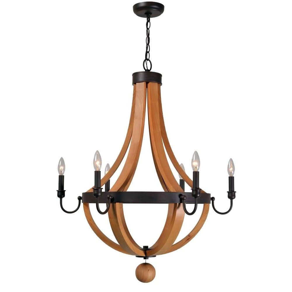 Most Recently Released Phifer 6 Light Empire Chandeliers Throughout World Imports Taylor Collection 6 Light Rust/wood Indoor (View 13 of 20)