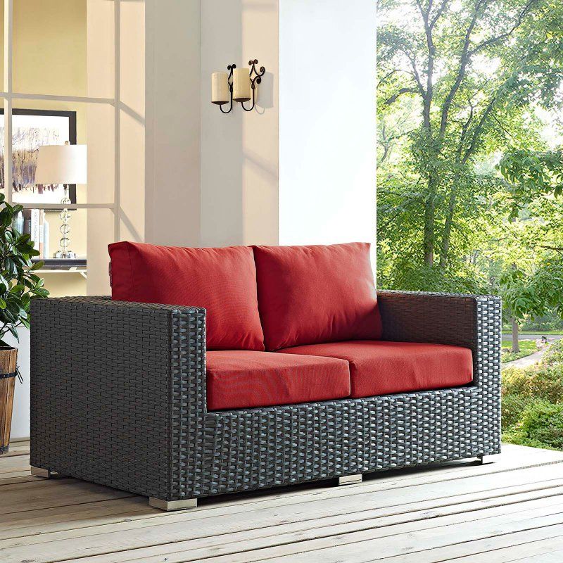 Northridge Loveseats With Cushions With Current Modway Sojourn Wicker Outdoor Loveseat With Sunbrella (View 18 of 20)