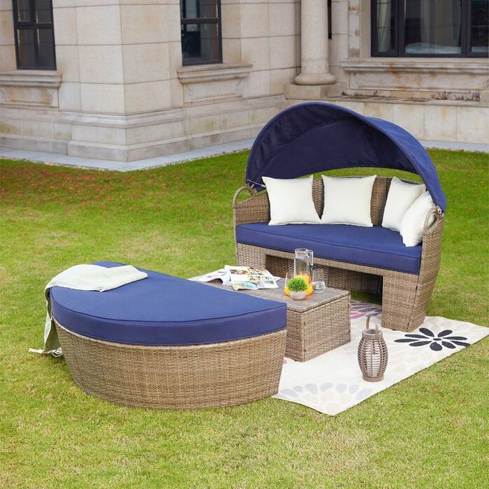 Recent Tiana Patio Daybeds With Cushions Within Fansler Patio Daybed With Cushions (View 7 of 20)
