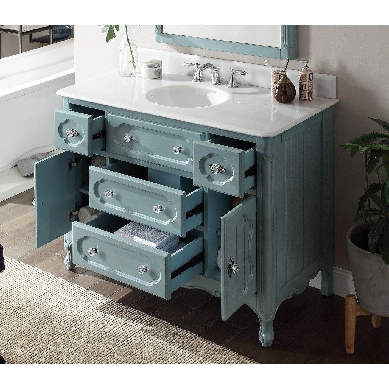 Widely Used 48" Benton Collection Knoxville Shabby Chic Light Blue Bathroom Vanity With Regard To Knoxville Sideboards (View 18 of 20)