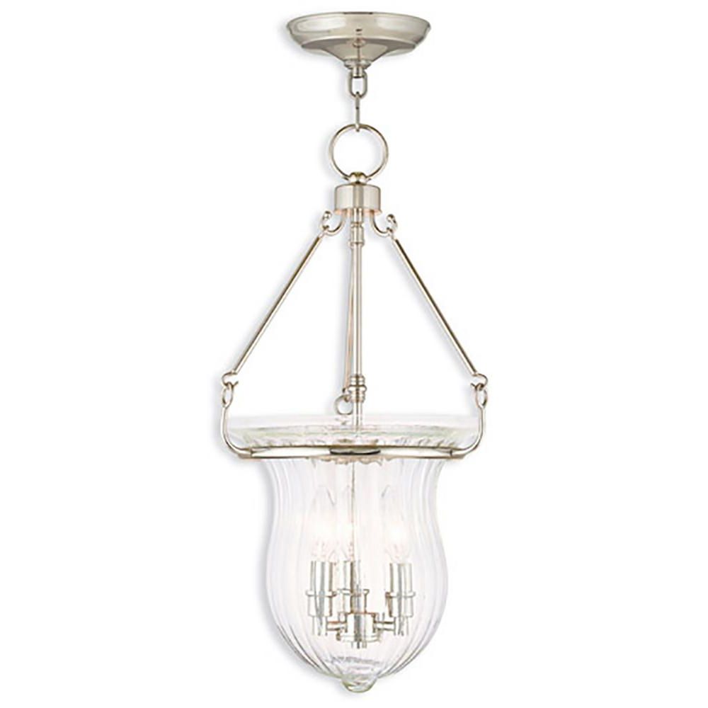 3 Light Single Urn Pendants Pertaining To Famous Livex Lighting Andover 3 Light Polished Nickel Pendant (View 10 of 20)