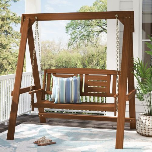 2019 Arianna Hardwood Hanging Porch Swing With Stand Inside Hardwood Hanging Porch Swings With Stand (View 1 of 20)