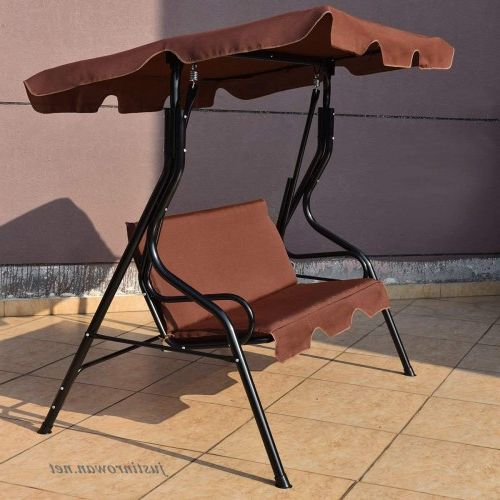 3 Seats Patio Canopy Swing Gliders Hammock Cushioned Steel Frame With Regard To Well Known Tangkula 3 Seater Canopy Swing Glider Hammock Garden (View 12 of 20)