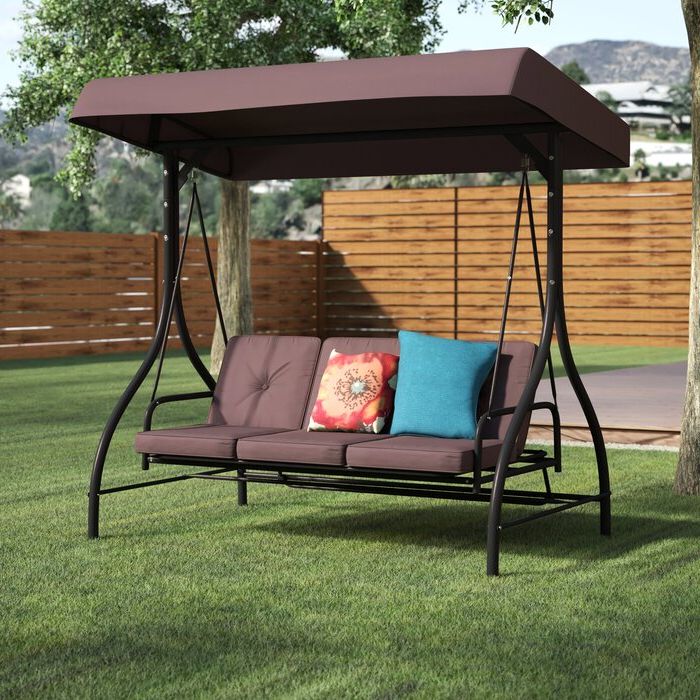Canopy Patio Porch Swing With Stand Inside Most Up To Date Lasalle Canopy Patio Porch Swing With Stand (View 1 of 20)