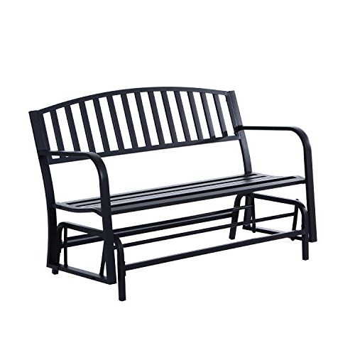 Current 21 Most Wanted Patio Gliders 2019 Throughout Black Outdoor Durable Steel Frame Patio Swing Glider Bench Chairs (View 20 of 20)